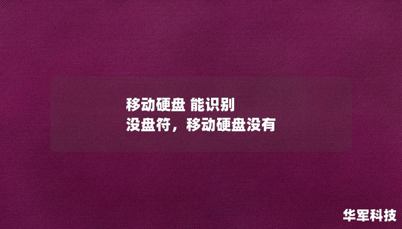 移動硬盤 能識別 沒盤符，移動硬盤沒有